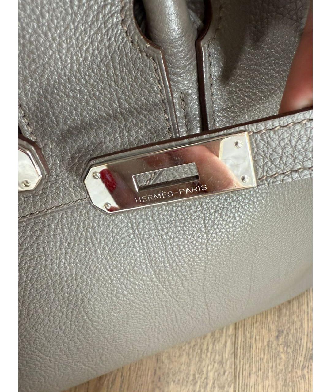 HERMES Бежевая кожаная сумка с короткими ручками, фото 8