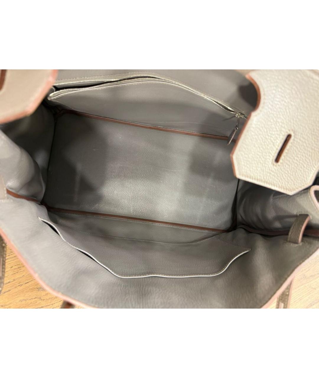 HERMES Бежевая кожаная сумка с короткими ручками, фото 3