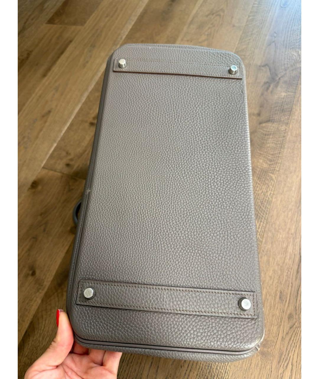 HERMES Бежевая кожаная сумка с короткими ручками, фото 4