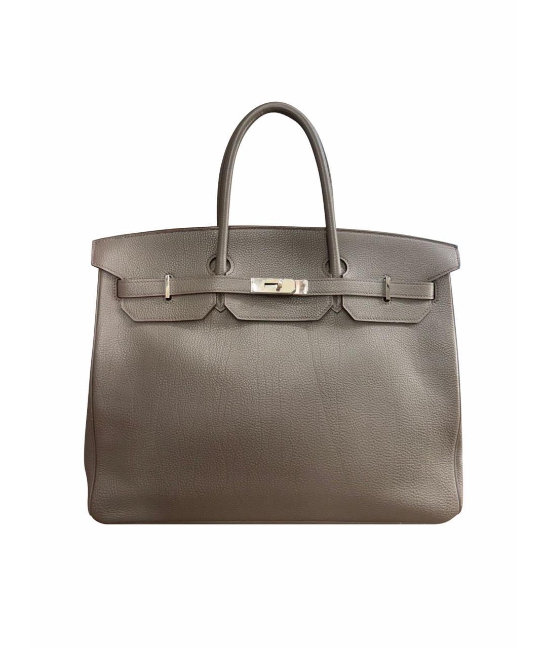 HERMES Бежевая кожаная сумка с короткими ручками, фото 1