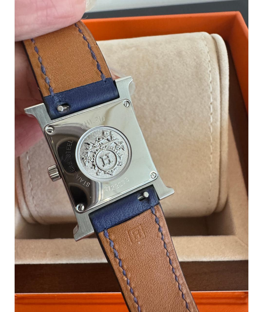 HERMES Голубые кожаные часы, фото 4