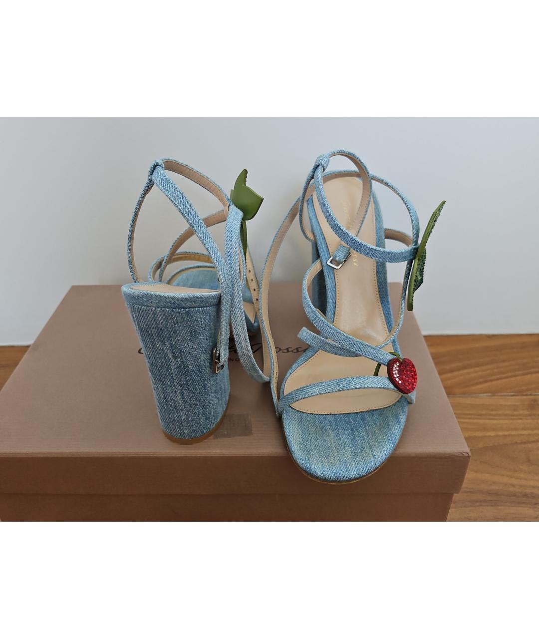 GIANVITO ROSSI Голубые текстильные туфли, фото 4