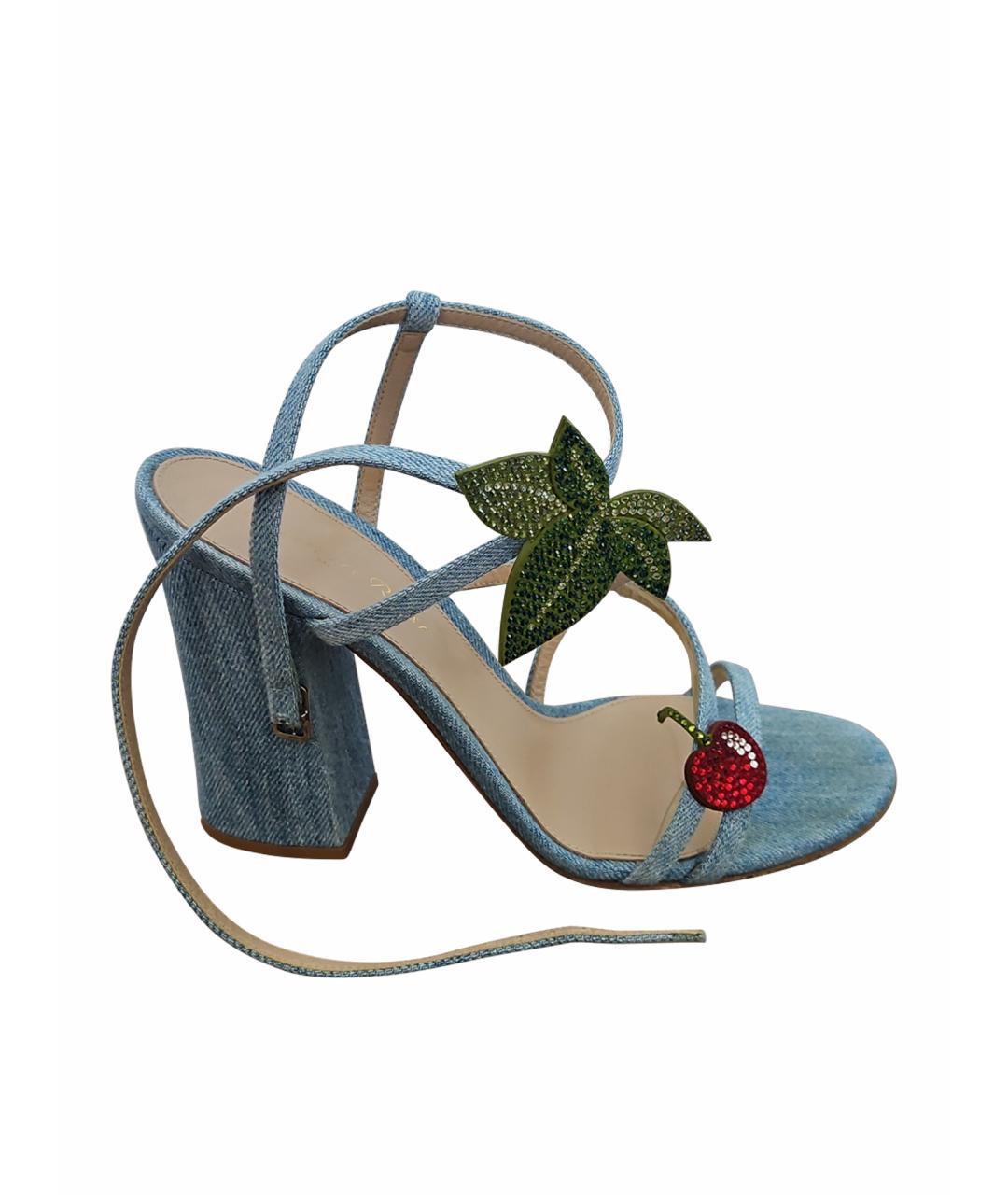 GIANVITO ROSSI Голубые текстильные туфли, фото 1