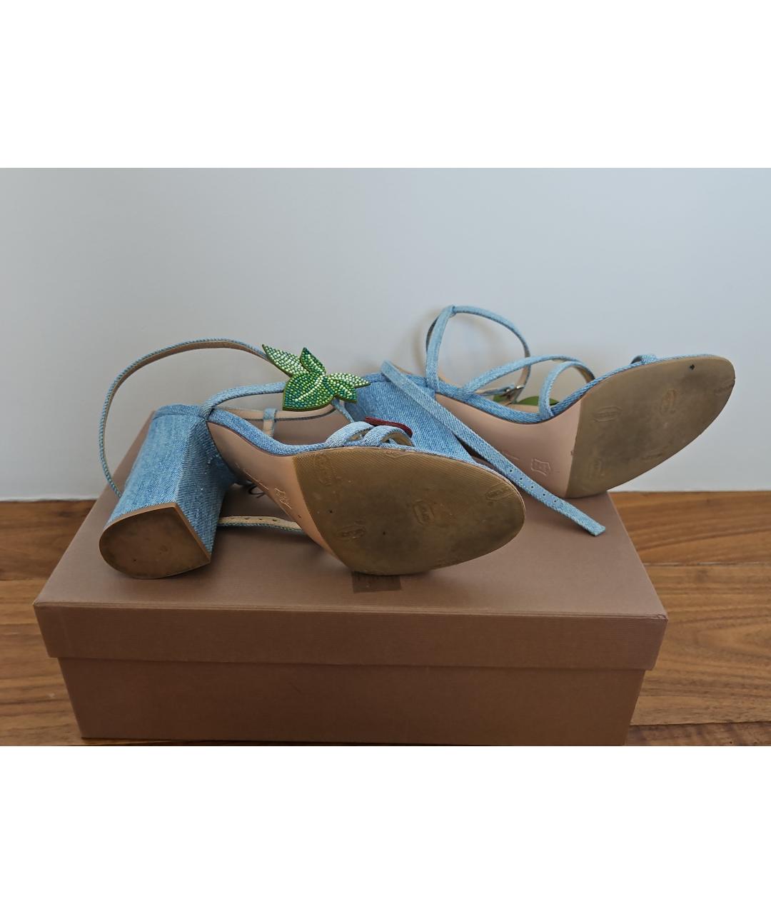 GIANVITO ROSSI Голубые текстильные туфли, фото 5