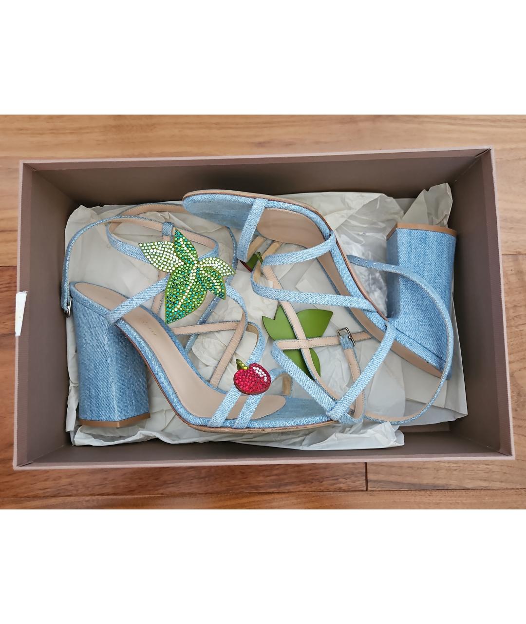 GIANVITO ROSSI Голубые текстильные туфли, фото 6