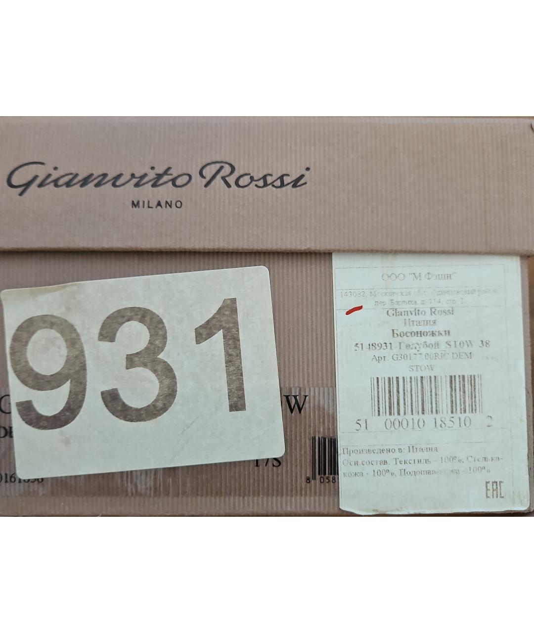 GIANVITO ROSSI Голубые текстильные туфли, фото 8