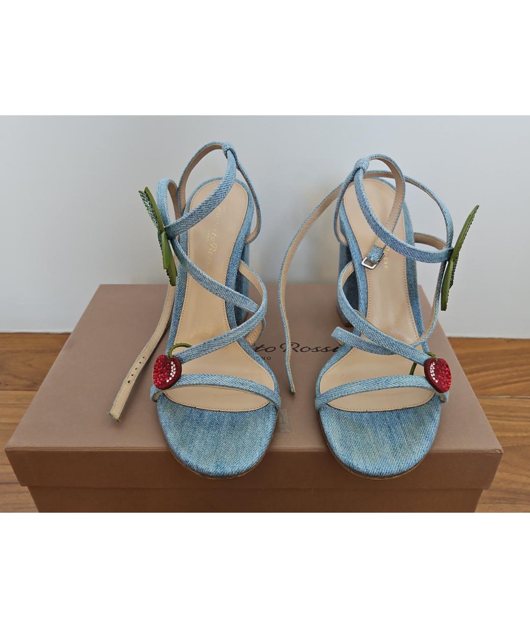 GIANVITO ROSSI Голубые текстильные туфли, фото 2