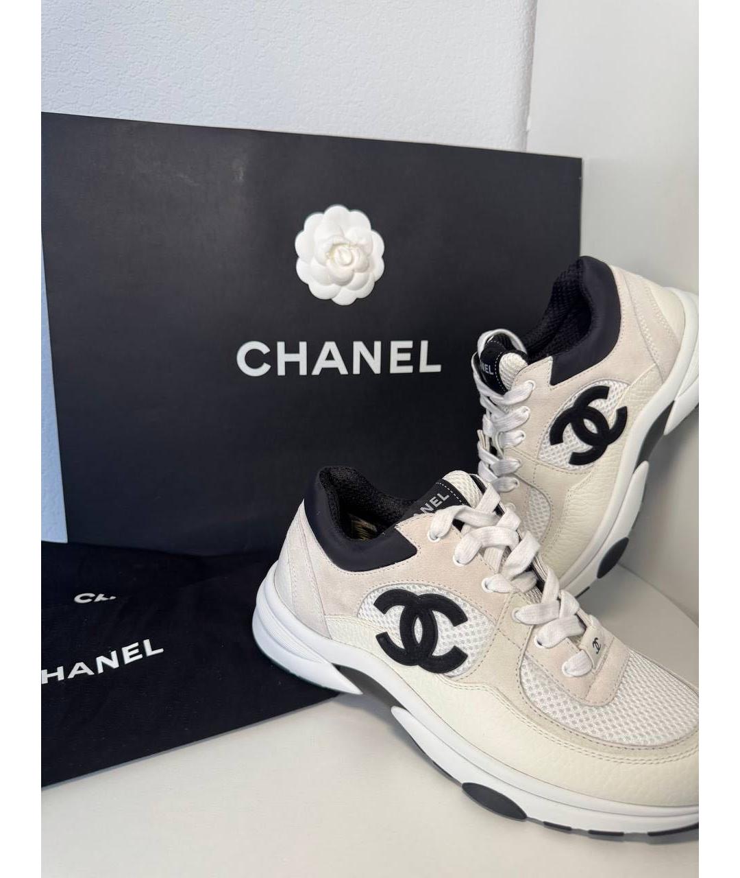 CHANEL Белые кожаные кроссовки, фото 9