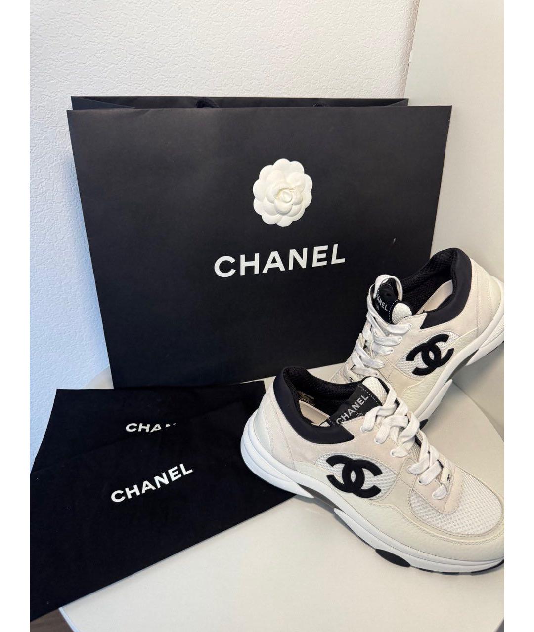 CHANEL Белые кожаные кроссовки, фото 8