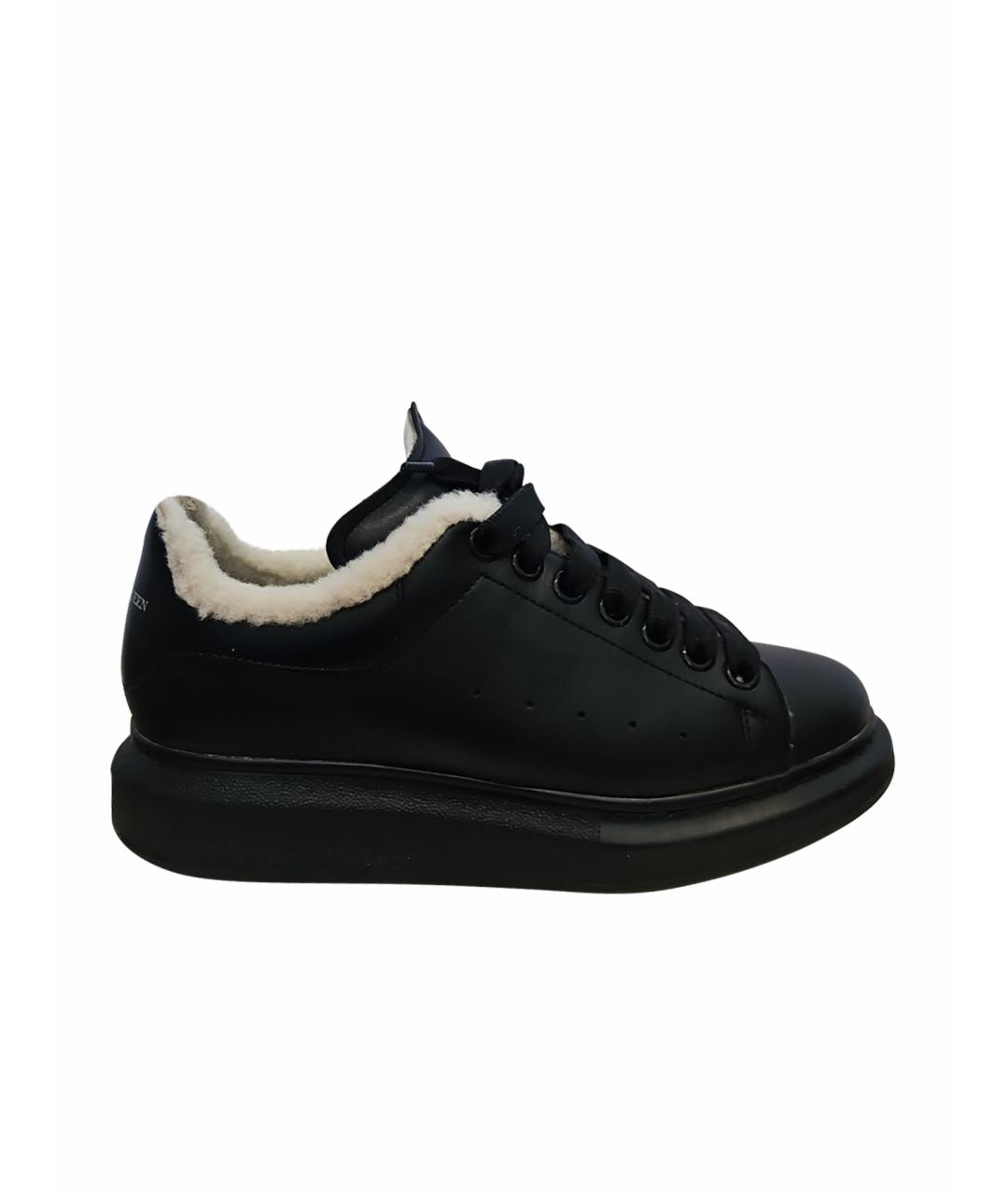 ALEXANDER MCQUEEN Черные кожаные кеды, фото 1