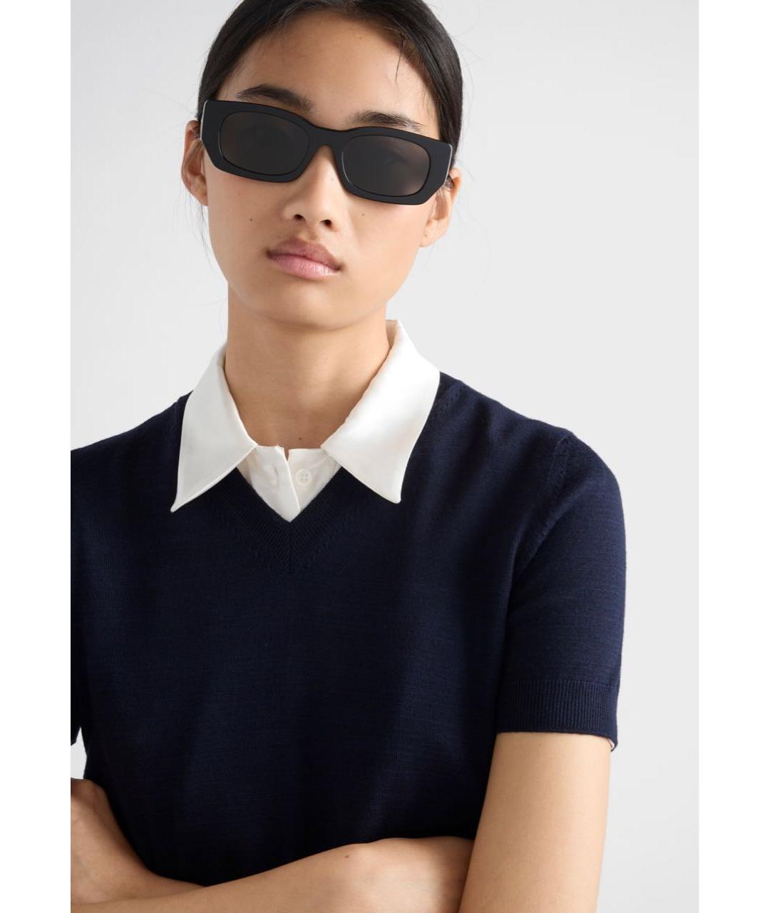 PRADA Черные пластиковые солнцезащитные очки, фото 4