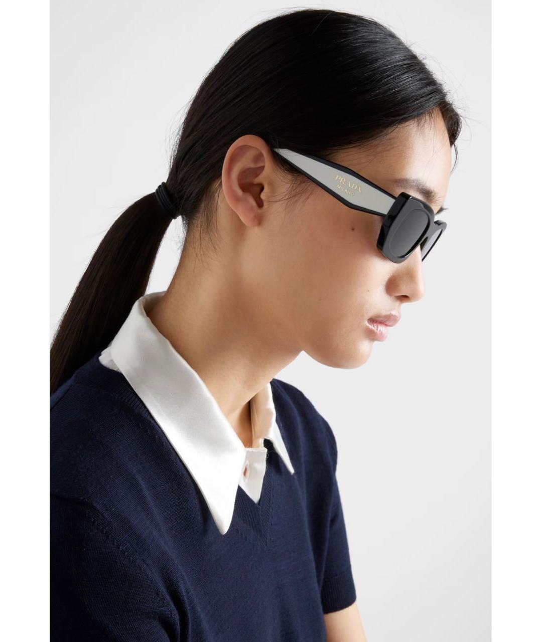 PRADA Черные пластиковые солнцезащитные очки, фото 5