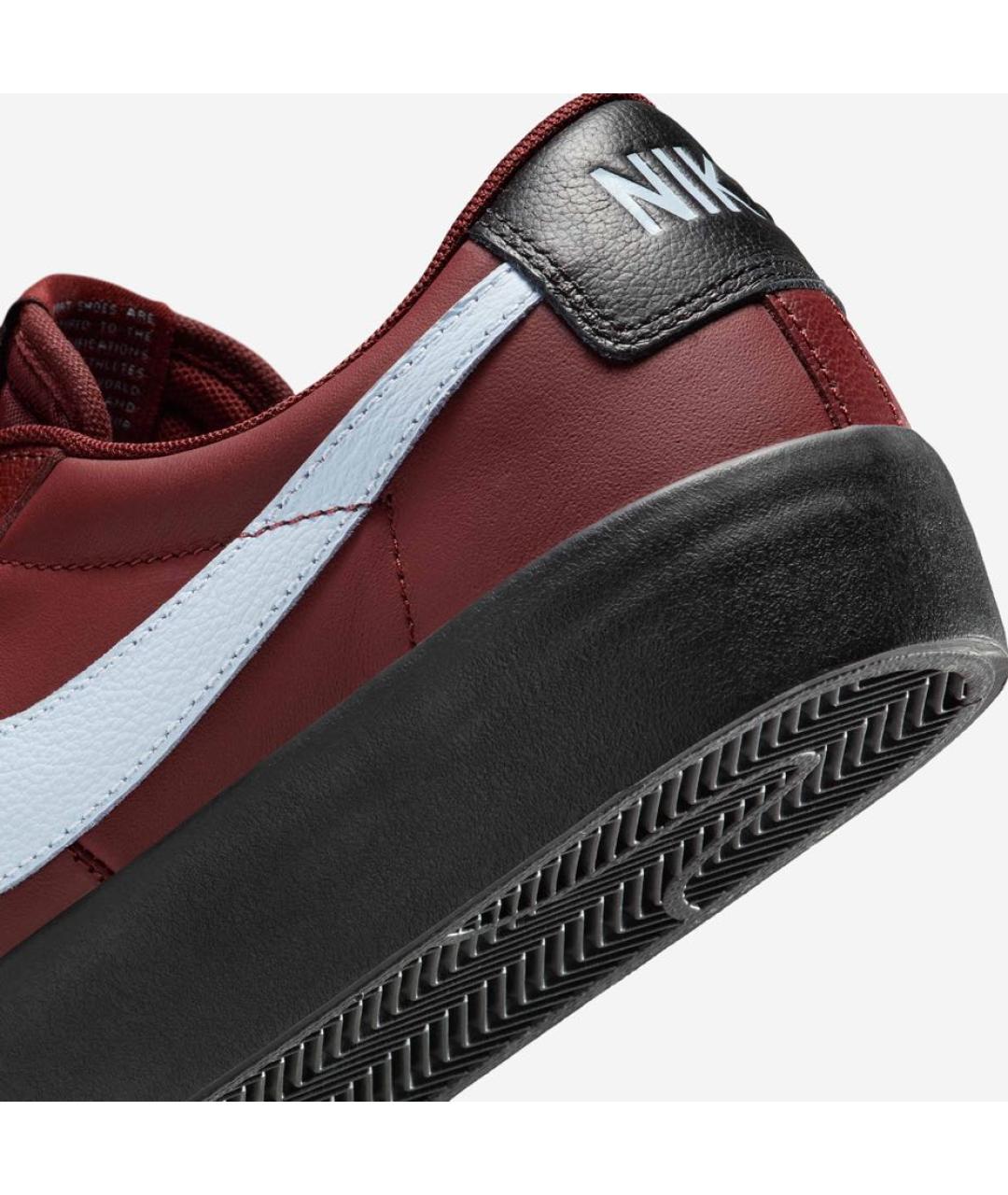 NIKE Бордовые кожаные низкие кроссовки / кеды, фото 8
