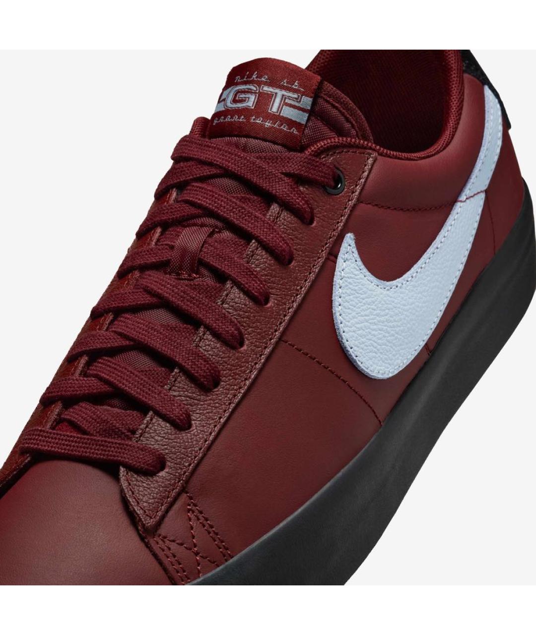 NIKE Бордовые кожаные низкие кроссовки / кеды, фото 7