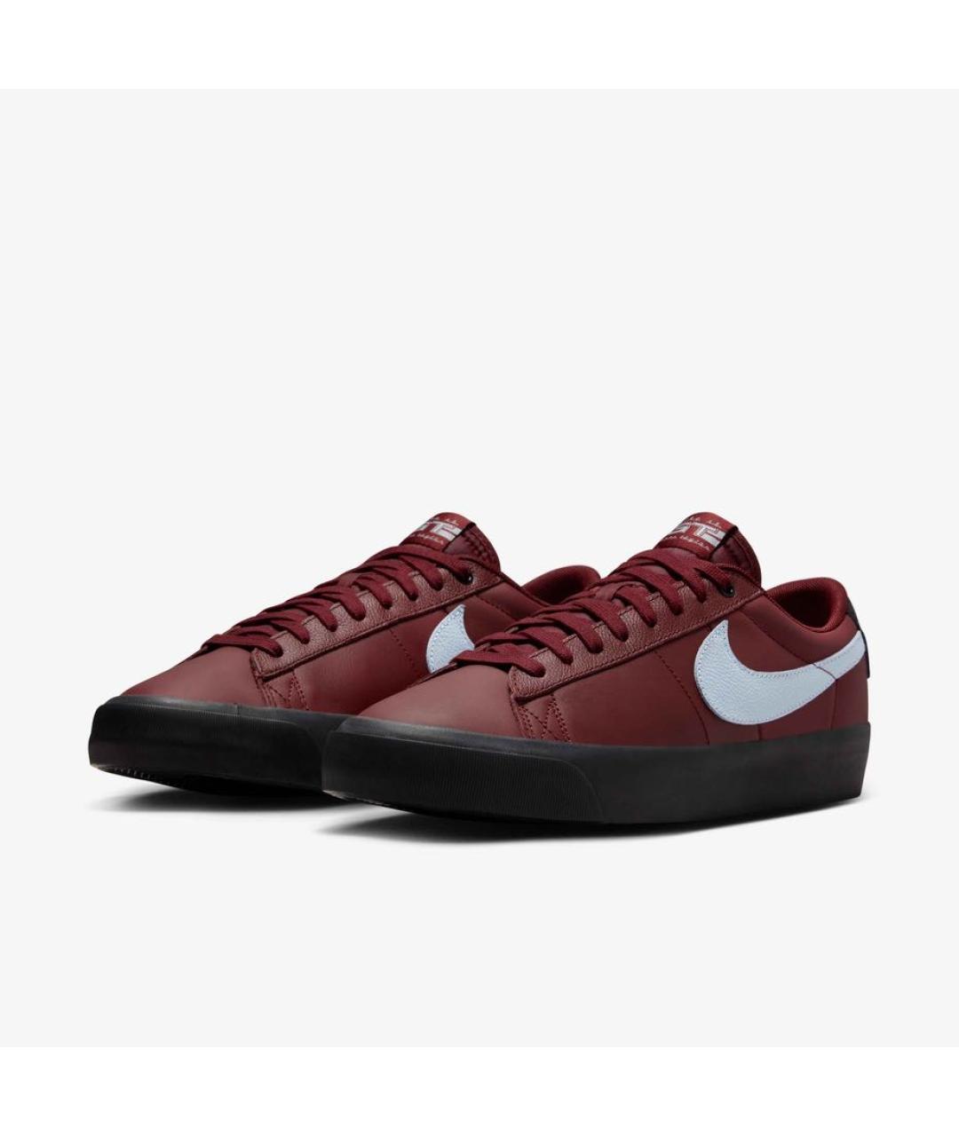 NIKE Бордовые кожаные низкие кроссовки / кеды, фото 3