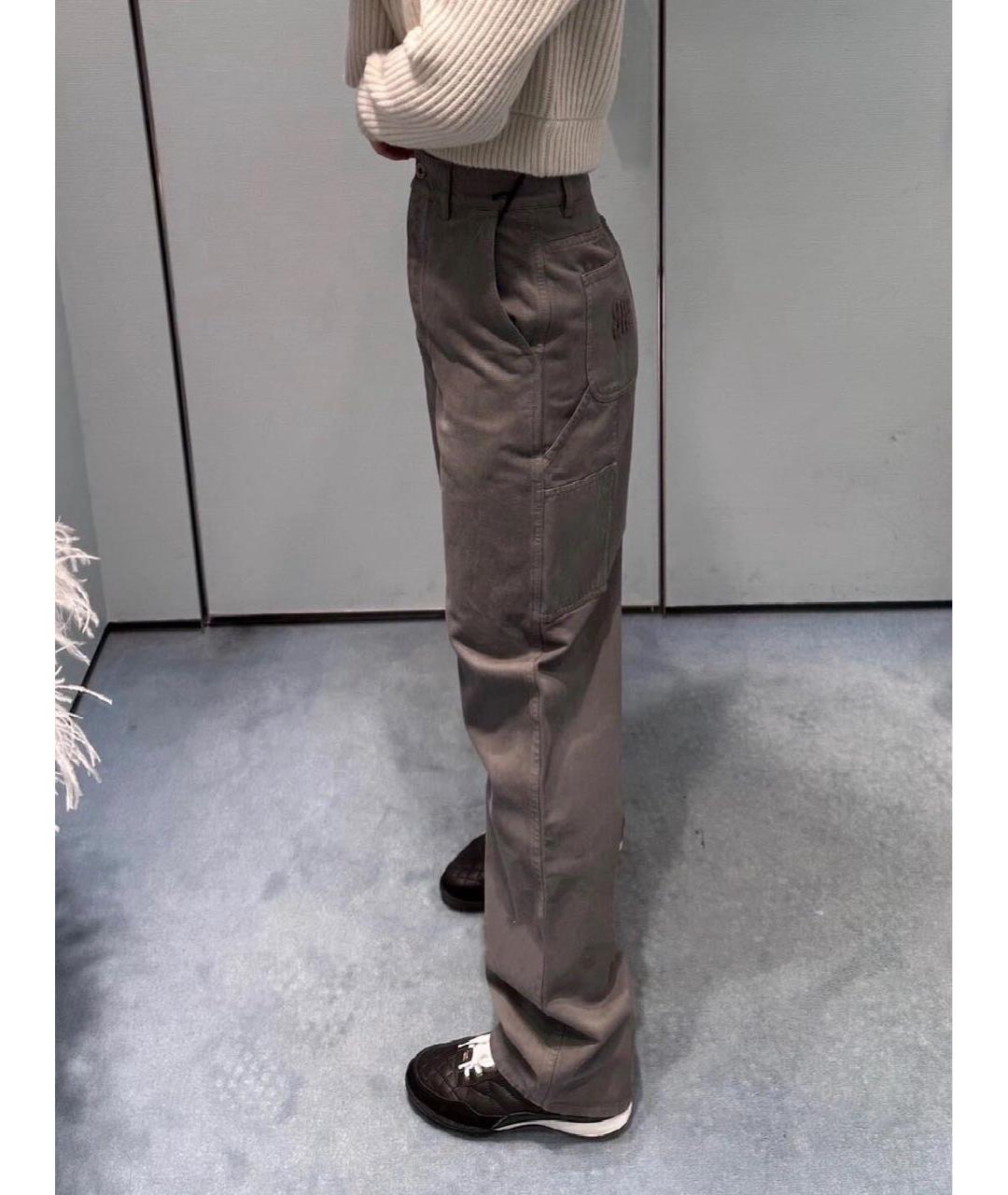 MIU MIU Антрацитовые хлопковые прямые джинсы, фото 3