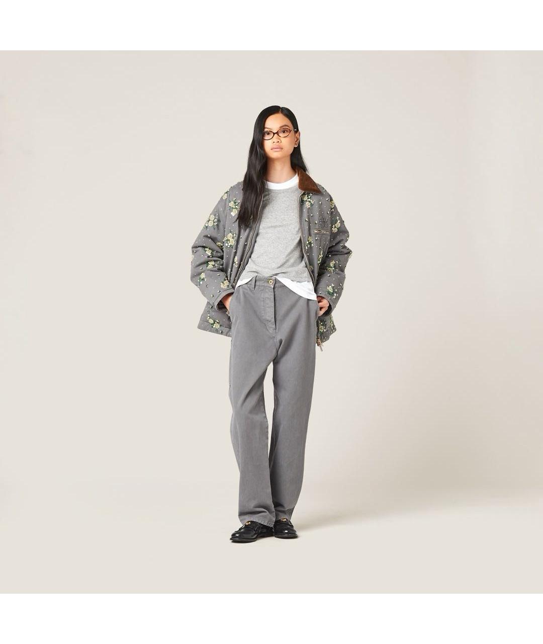 MIU MIU Антрацитовые хлопковые прямые джинсы, фото 6