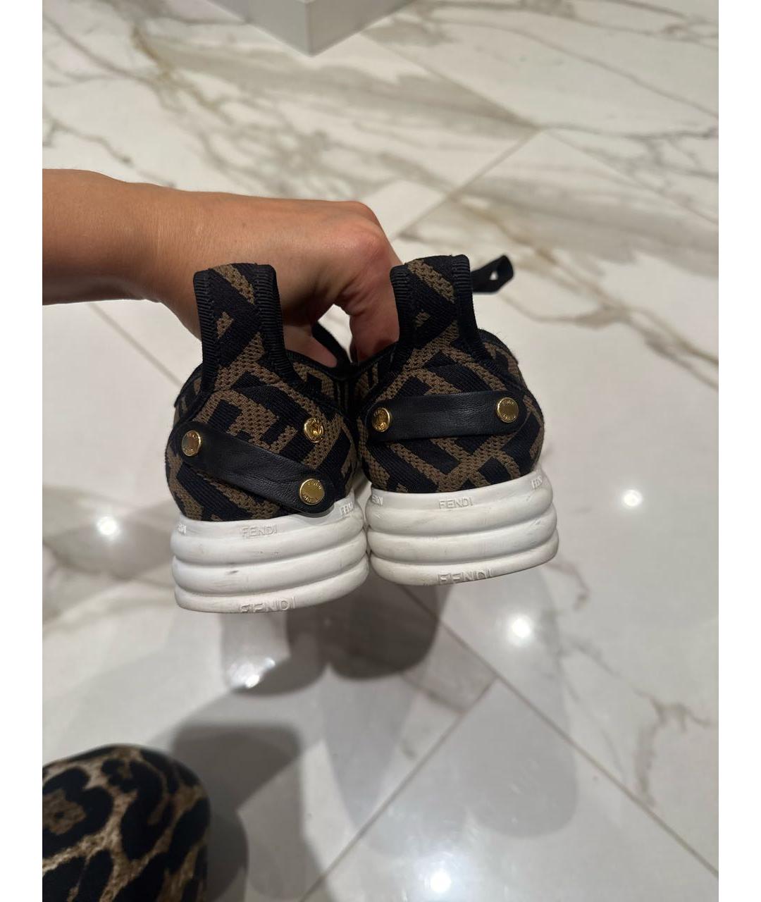 FENDI Коричневые текстильные кеды, фото 4