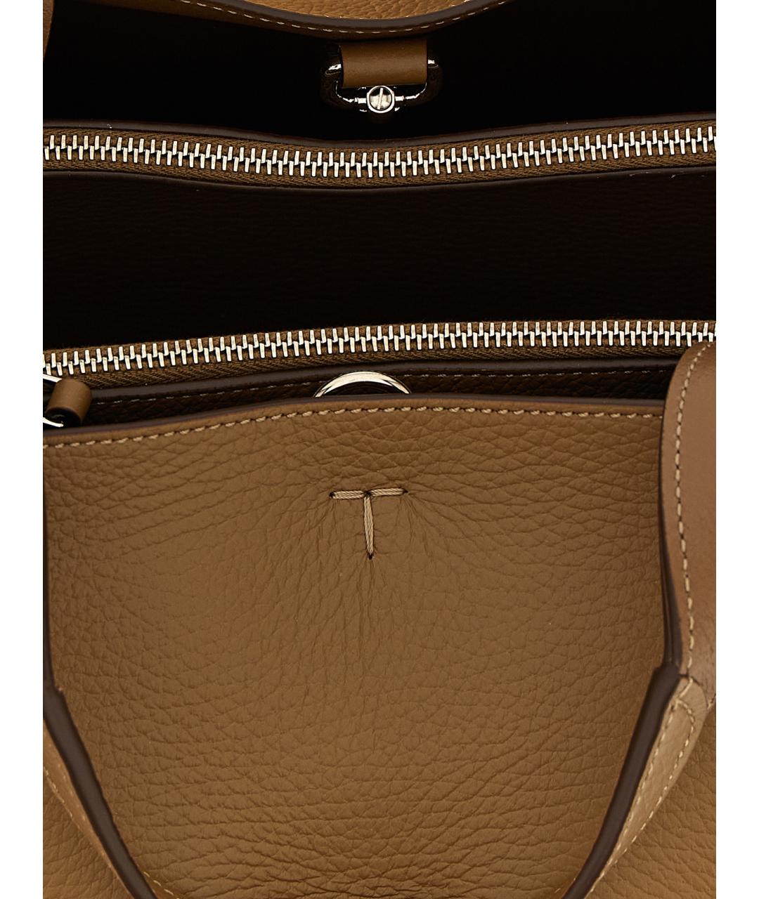 TOD'S Коричневая кожаная сумка тоут, фото 4