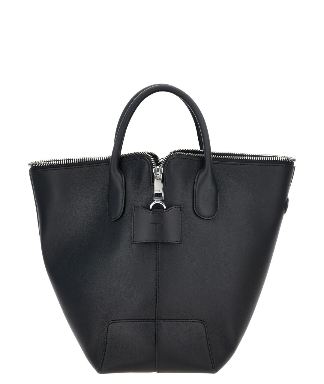TOD'S Черная кожаная сумка тоут, фото 1