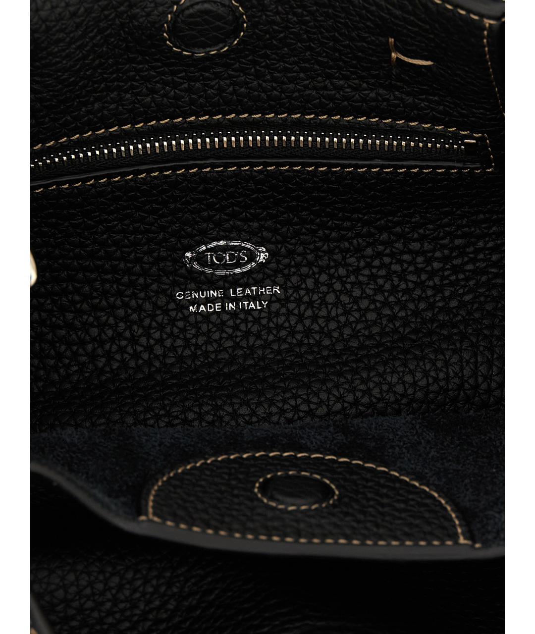 TOD'S Черная кожаная сумка тоут, фото 4