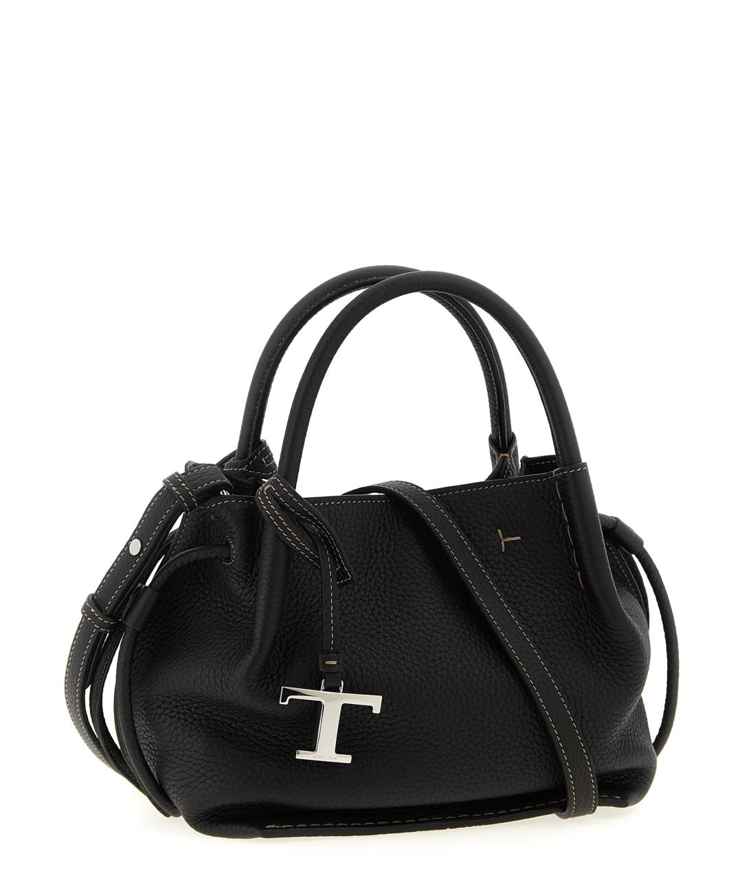 TOD'S Черная кожаная сумка тоут, фото 2
