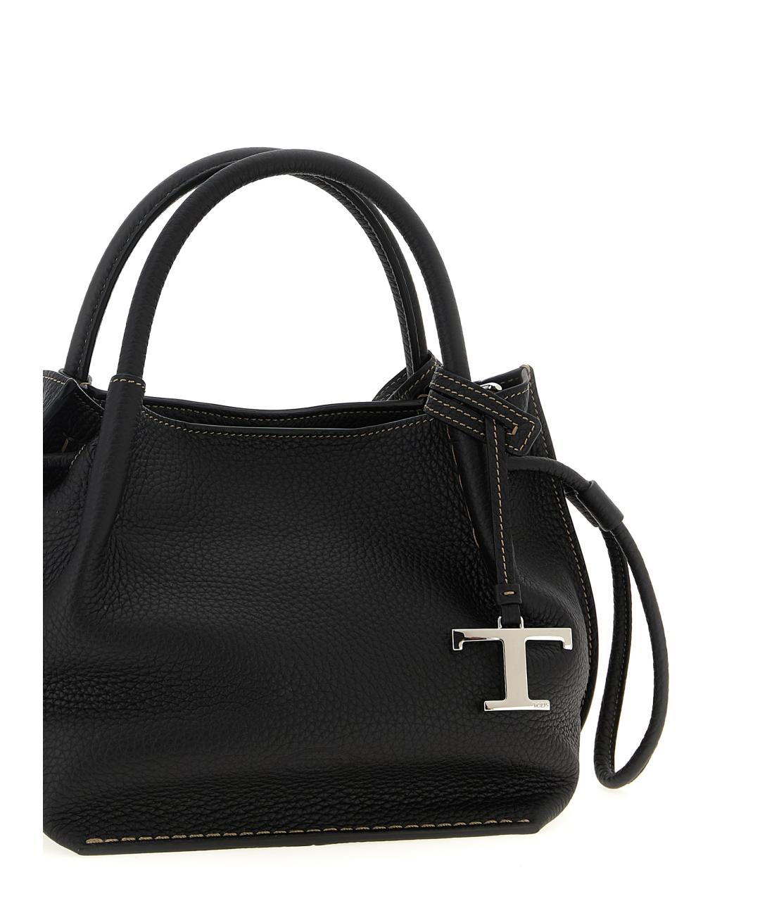 TOD'S Черная кожаная сумка тоут, фото 3