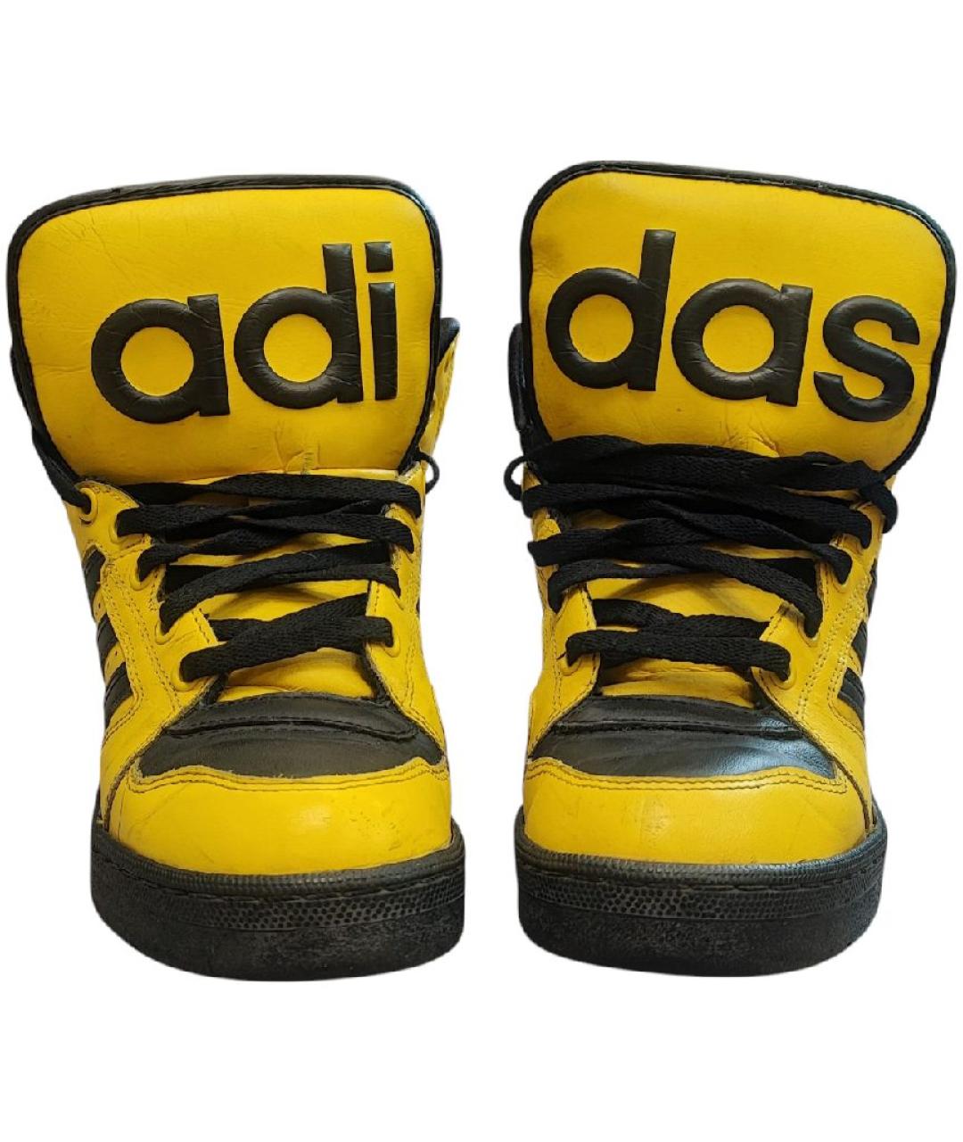 ADIDAS Желтые высокие кроссовки / кеды из искусственной кожи, фото 2