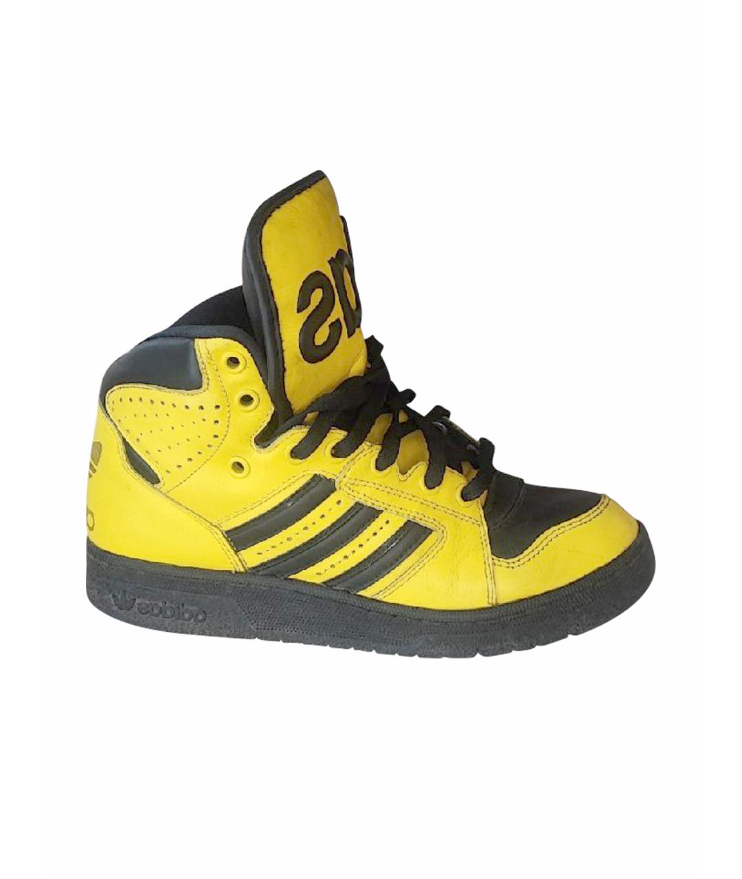 ADIDAS Желтые высокие кроссовки / кеды из искусственной кожи, фото 1