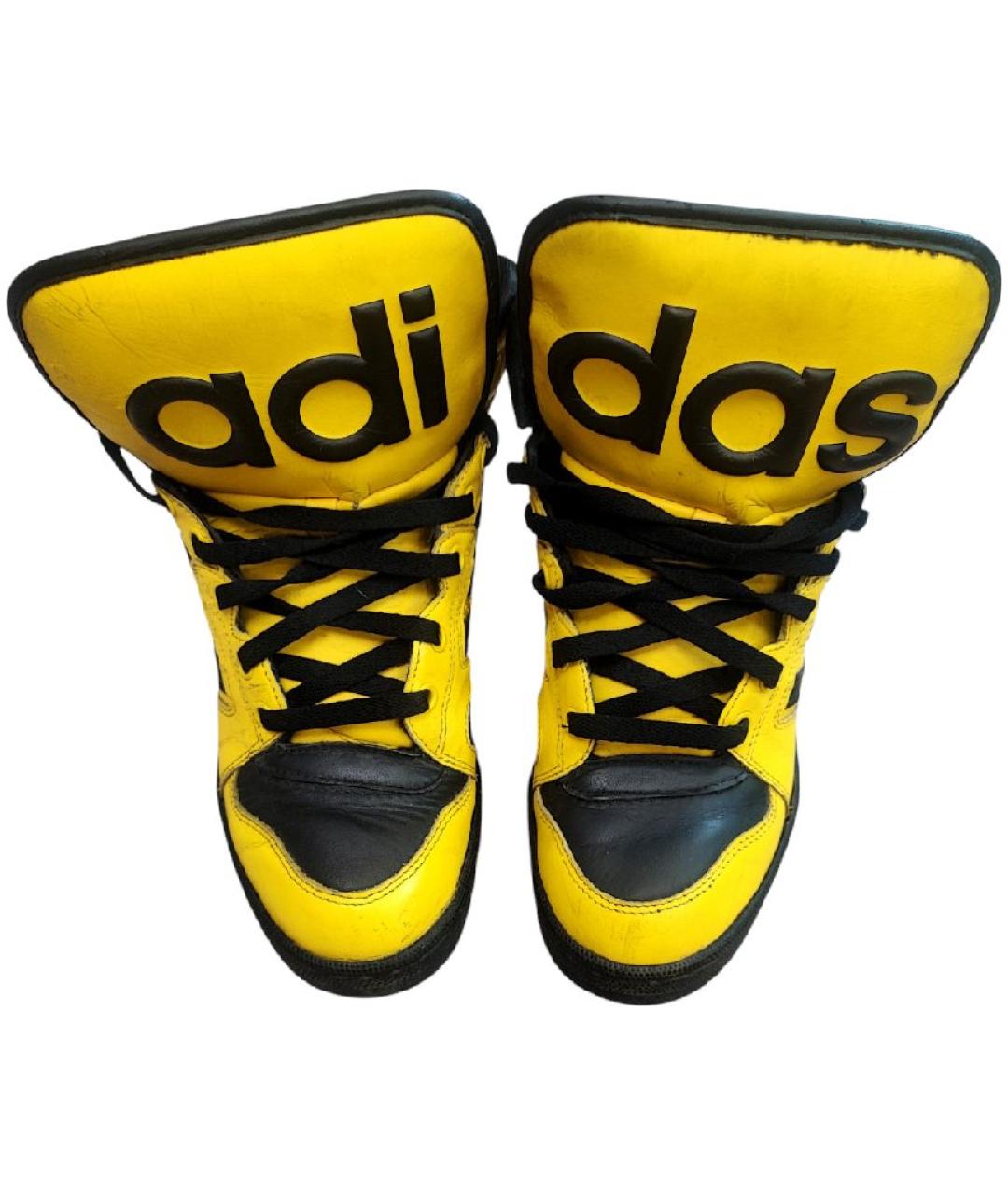 ADIDAS Желтые высокие кроссовки / кеды из искусственной кожи, фото 3