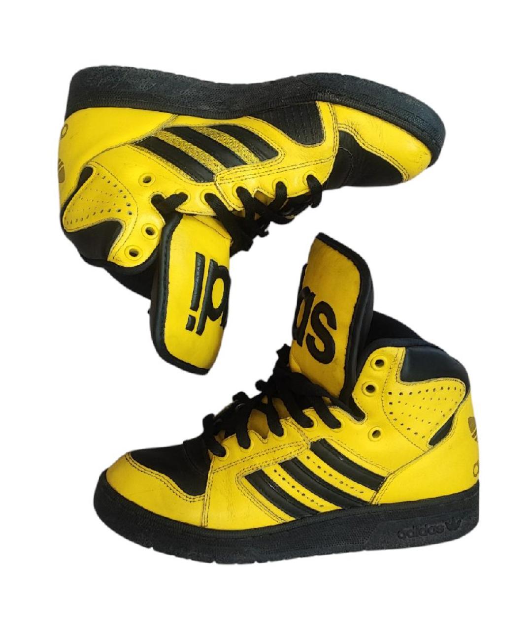 ADIDAS Желтые высокие кроссовки / кеды из искусственной кожи, фото 8