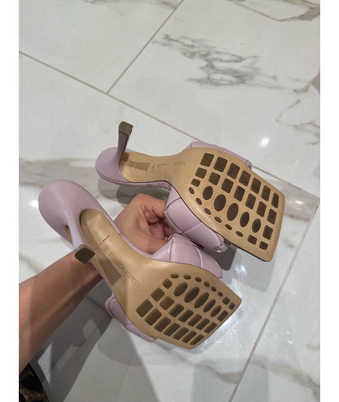 BOTTEGA VENETA Розовые кожаные сабо, фото 5