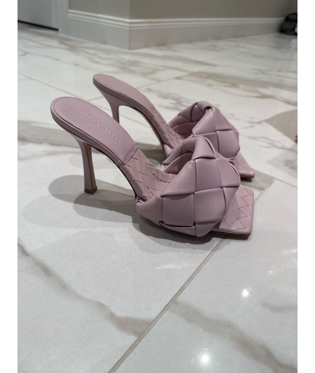 BOTTEGA VENETA Розовые кожаные сабо, фото 6