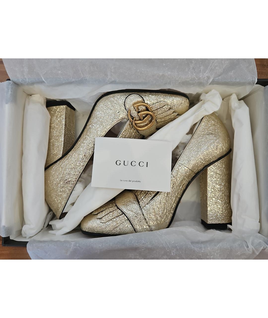 GUCCI Золотые туфли, фото 3