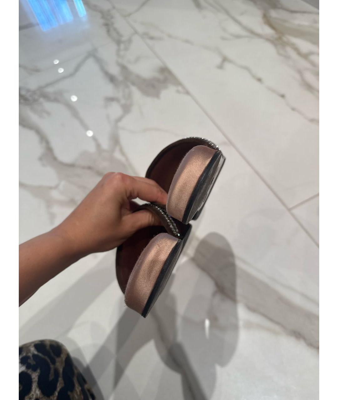 GUCCI Коричневые бархатные сабо, фото 5