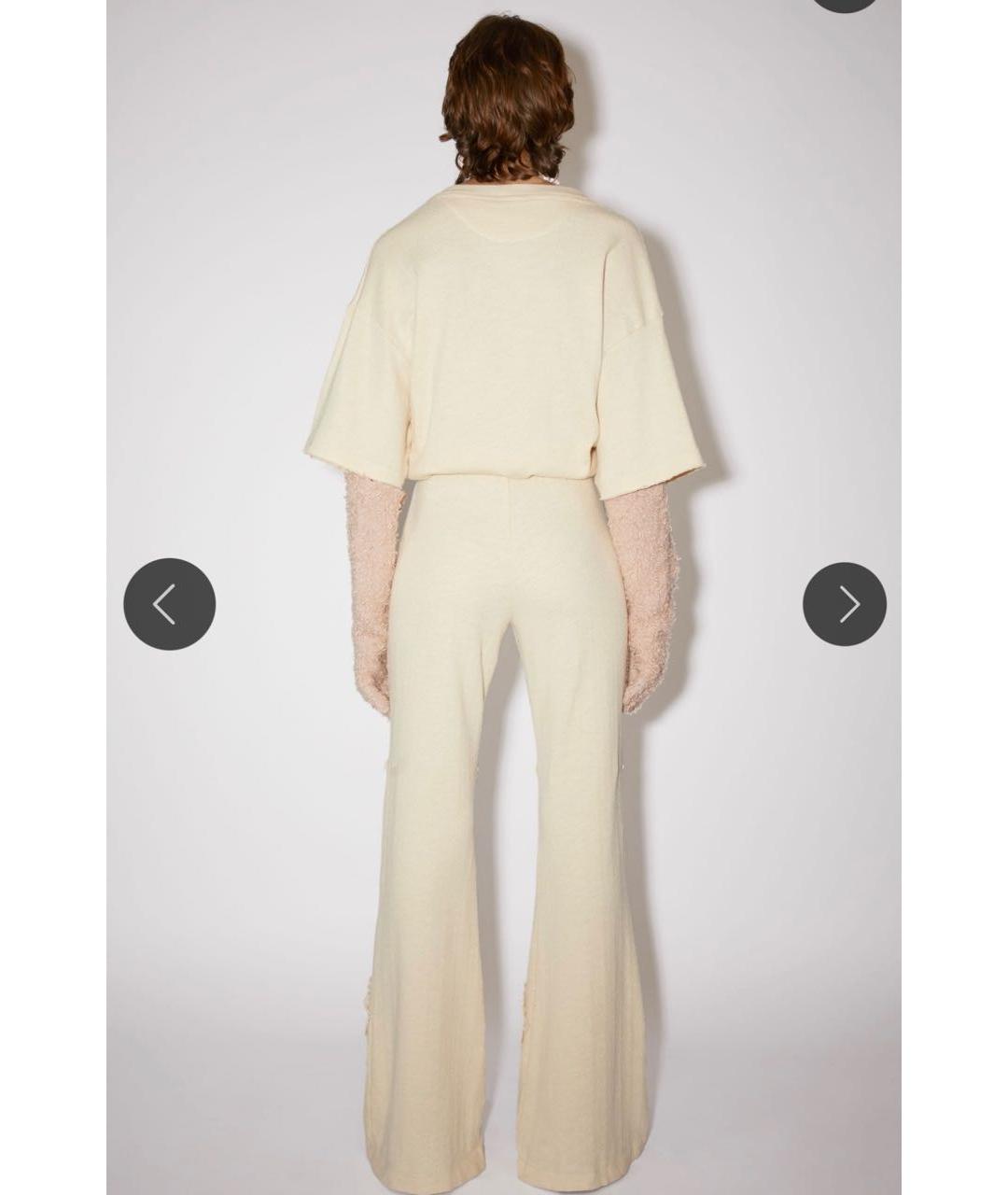 ACNE STUDIOS Бежевые хлопковые брюки широкие, фото 3