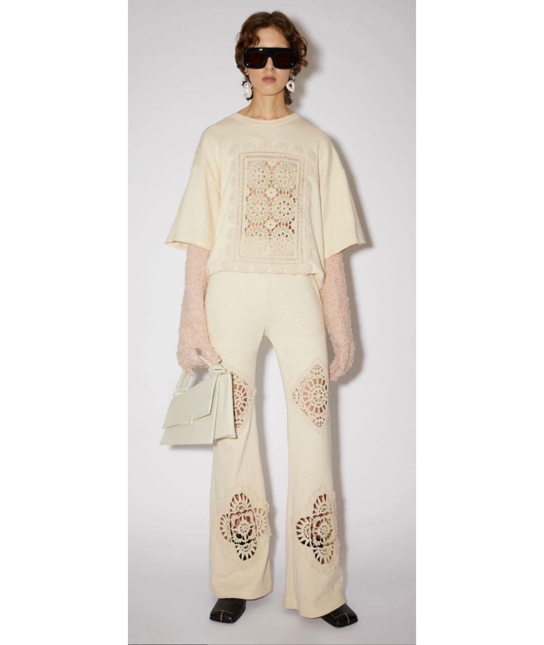 ACNE STUDIOS Бежевые хлопковые брюки широкие, фото 5
