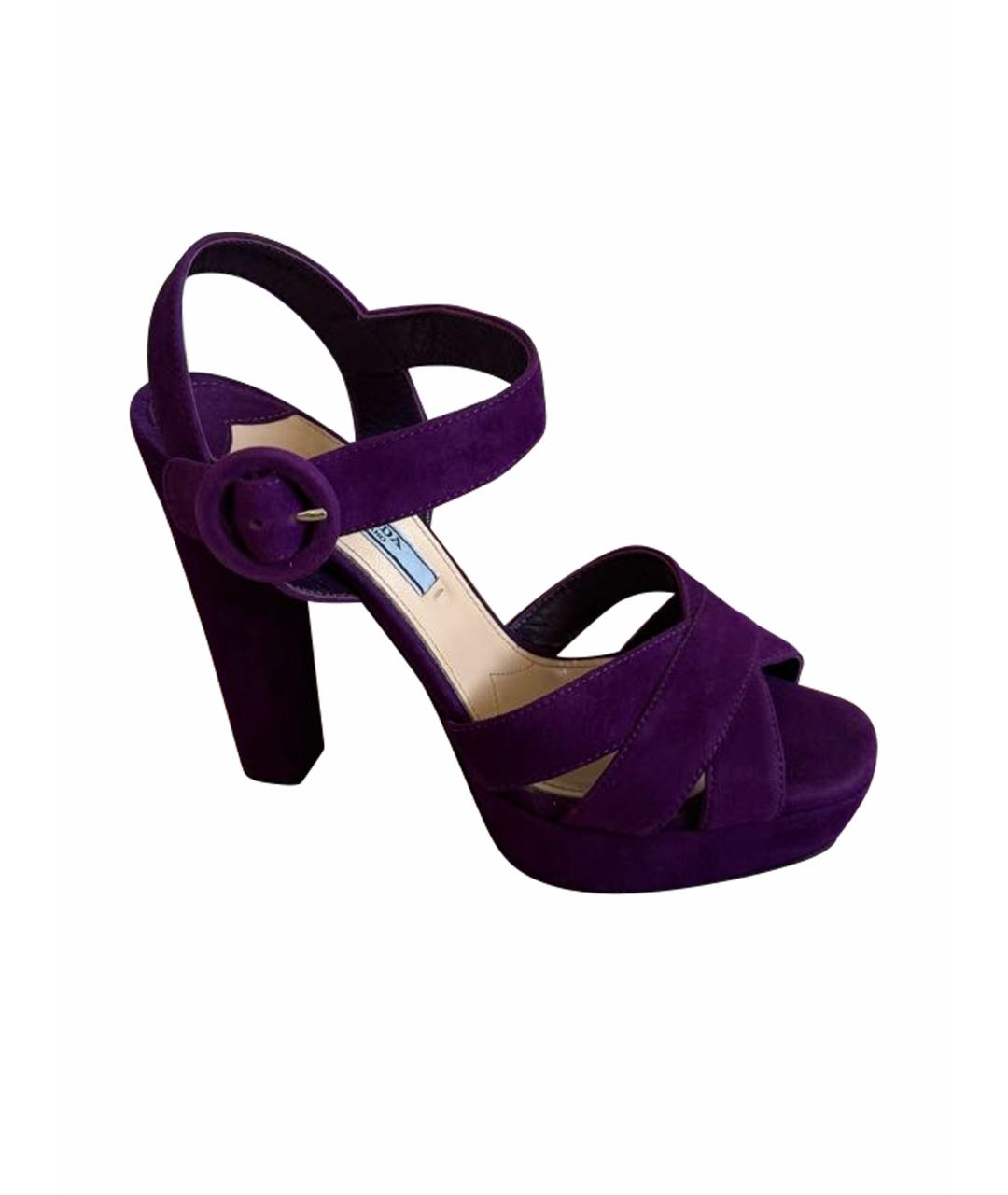 PRADA Фиолетовые замшевые босоножки, фото 1