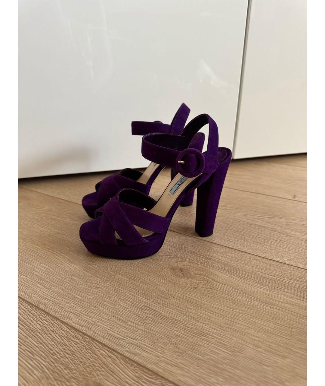 PRADA Фиолетовые замшевые босоножки, фото 3