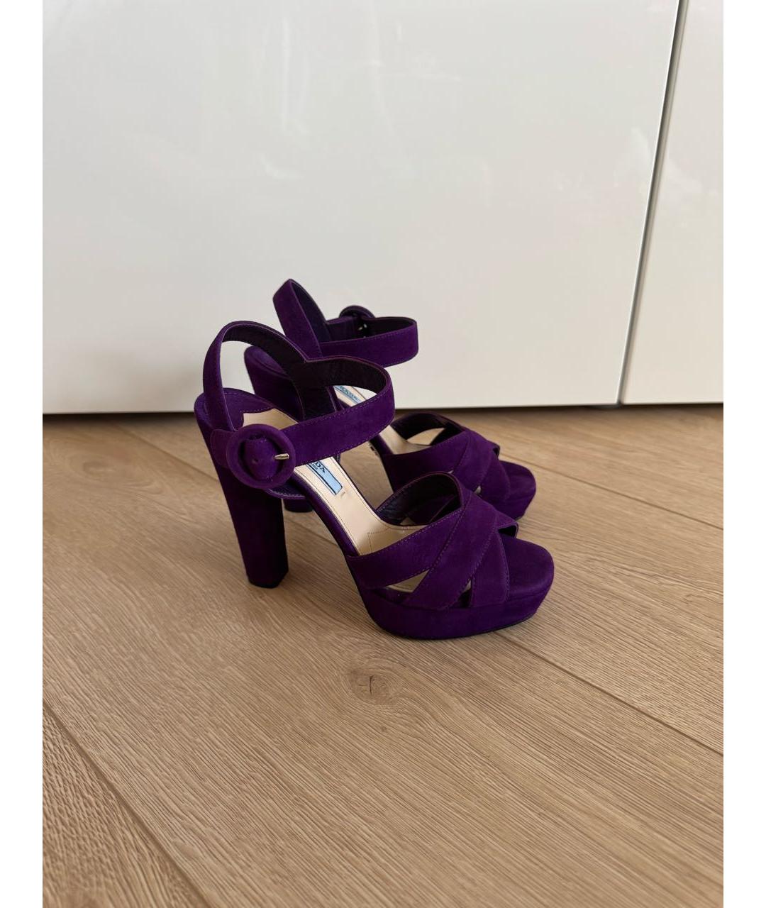 PRADA Фиолетовые замшевые босоножки, фото 8