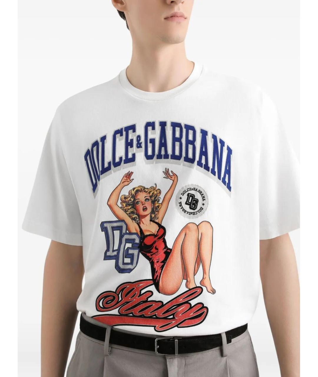 DOLCE&GABBANA Белая хлопковая футболка, фото 2