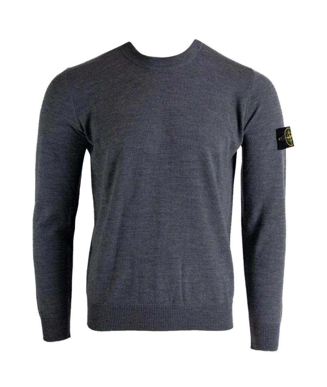 STONE ISLAND Серый шерстяной джемпер / свитер, фото 1