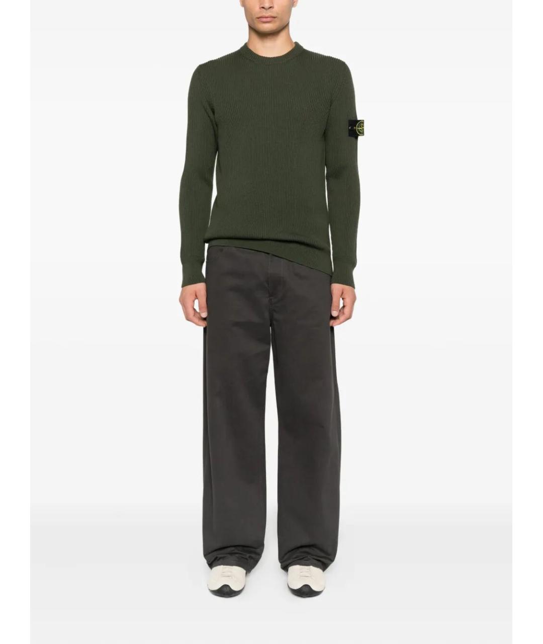 STONE ISLAND Зеленый шерстяной джемпер / свитер, фото 2
