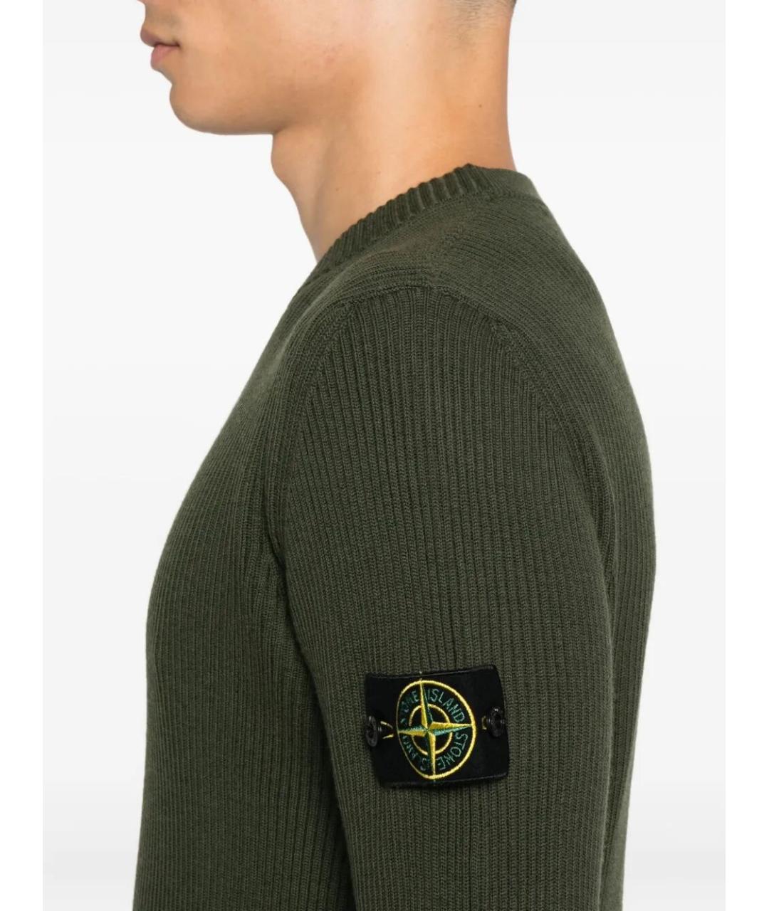 STONE ISLAND Зеленый шерстяной джемпер / свитер, фото 3