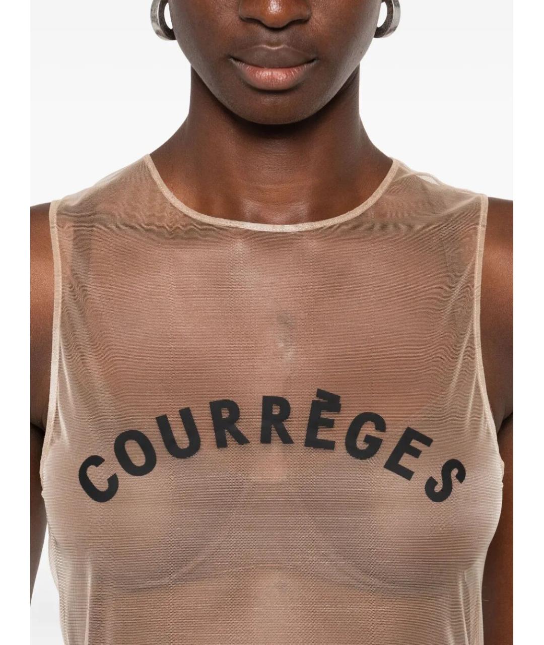 COURREGES Бежевая полиамидовая футболка, фото 3