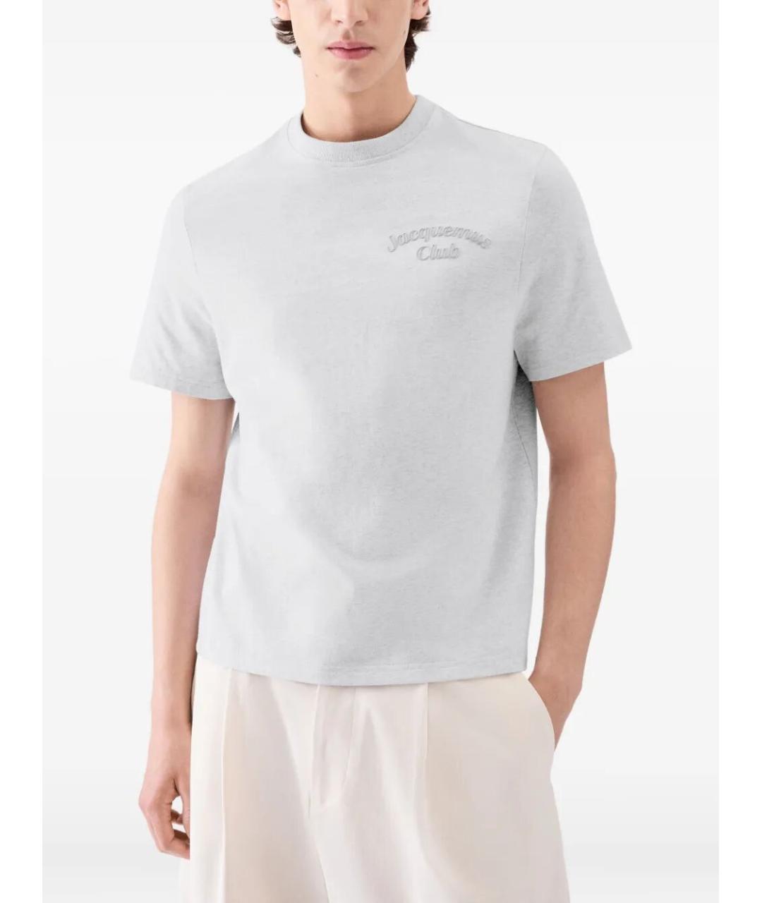 JACQUEMUS Серая хлопковая футболка, фото 2