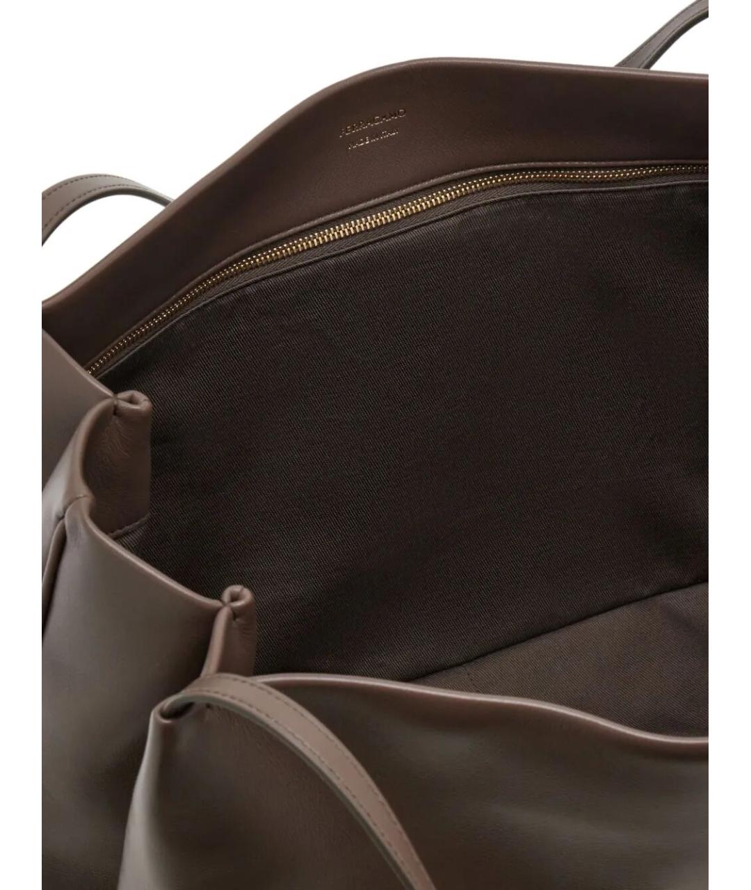 FERRAGAMO Коричневая кожаная сумка тоут, фото 5
