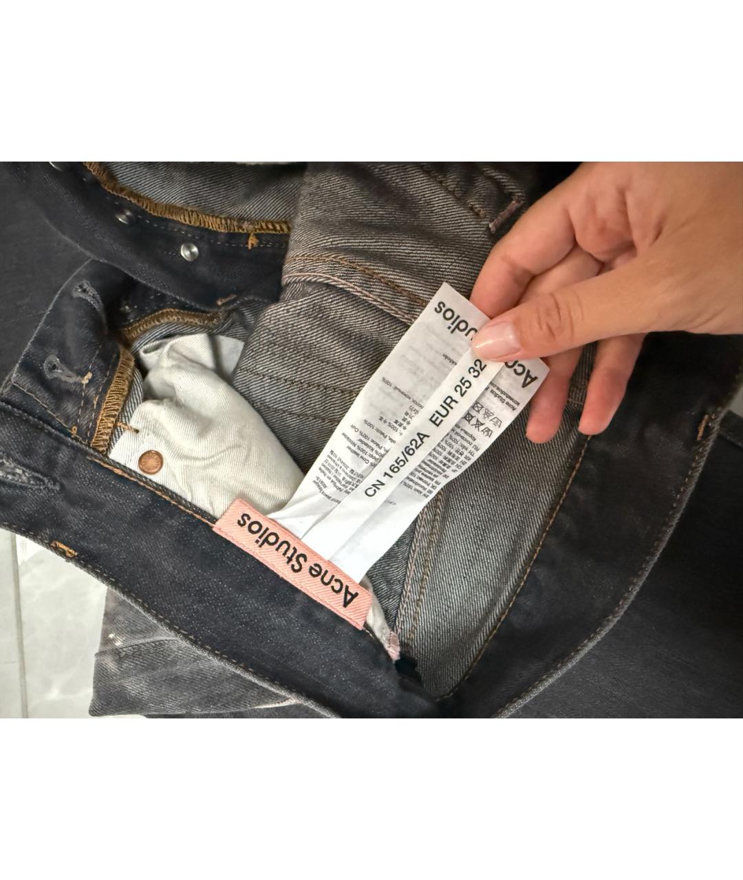 ACNE STUDIOS Серые хлопковые прямые джинсы, фото 4