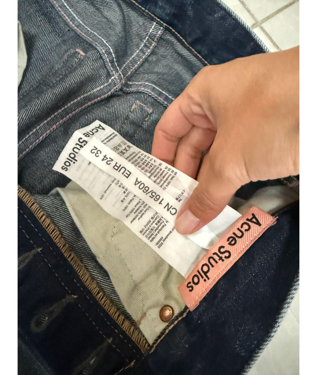 ACNE STUDIOS Синие хлопковые прямые джинсы, фото 5