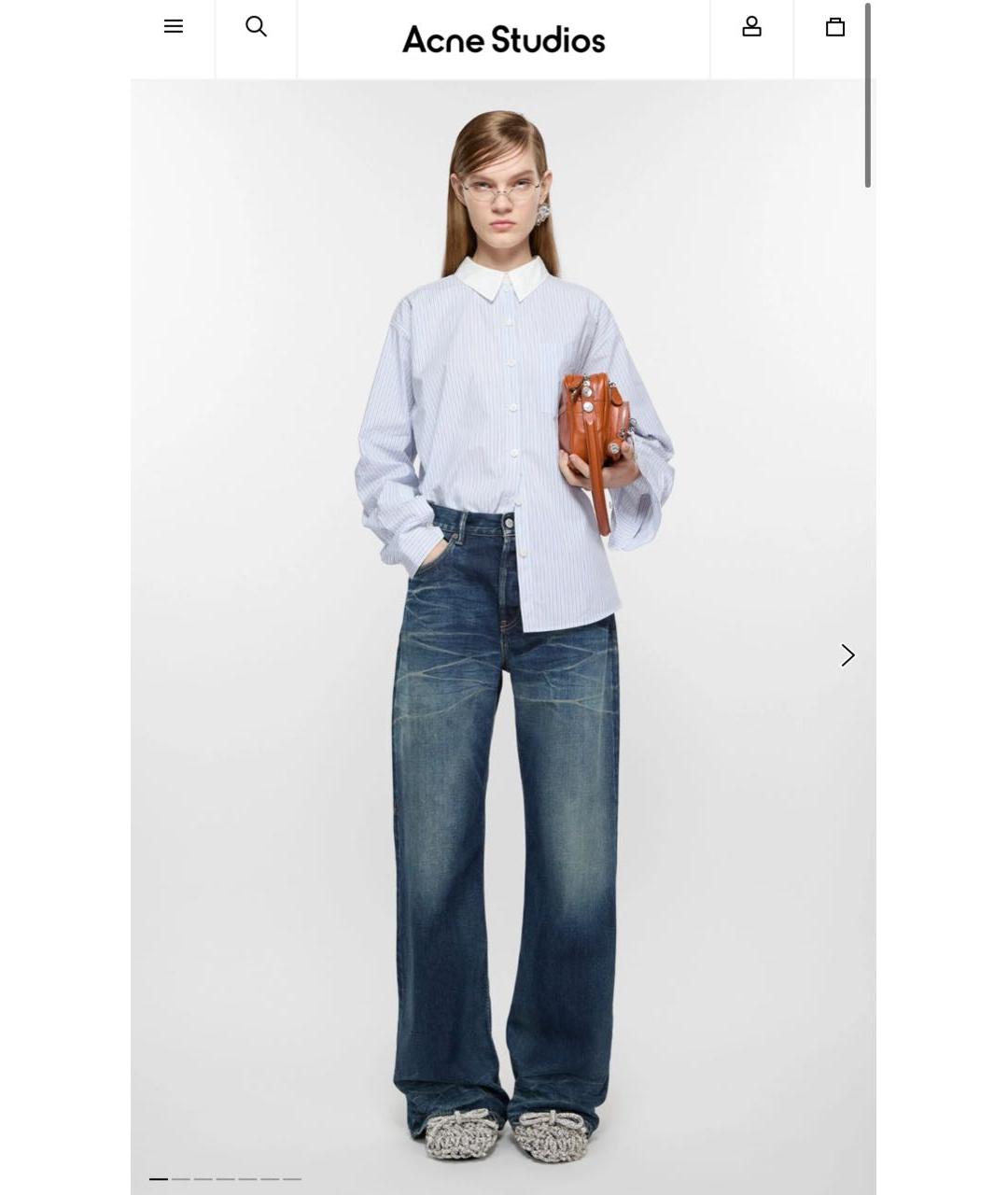 ACNE STUDIOS Синие хлопковые прямые джинсы, фото 2